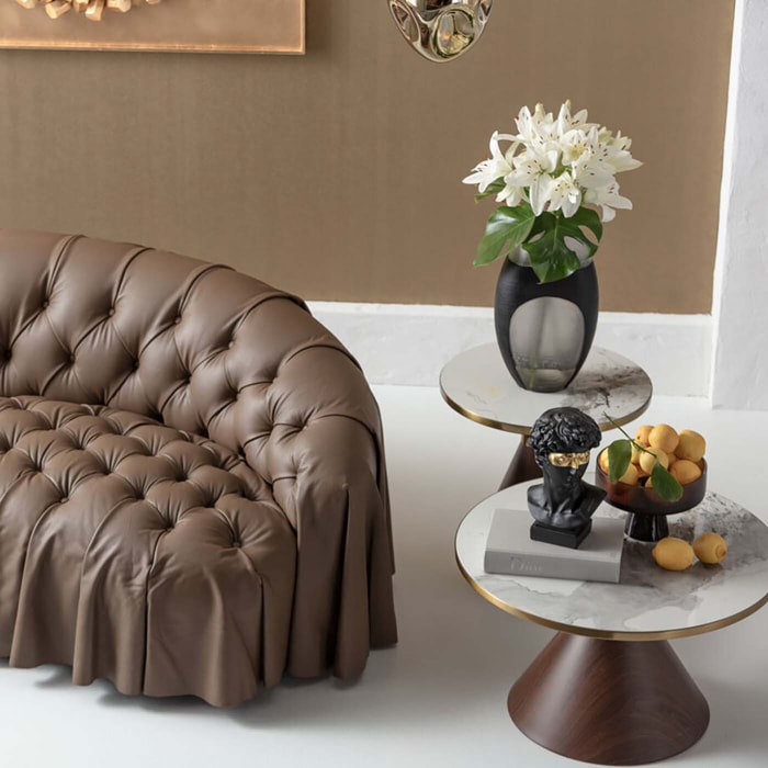 Table d'appoint Cono 50cm céramique noyer Kare Design