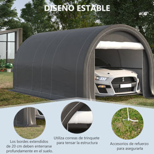 Garaje Exterior para Coche 5x3 m Carpa Garaje para Coche Anti-UV con Toldo de Tela PE Desmontable y Marco de Acero Galvanizado Gris