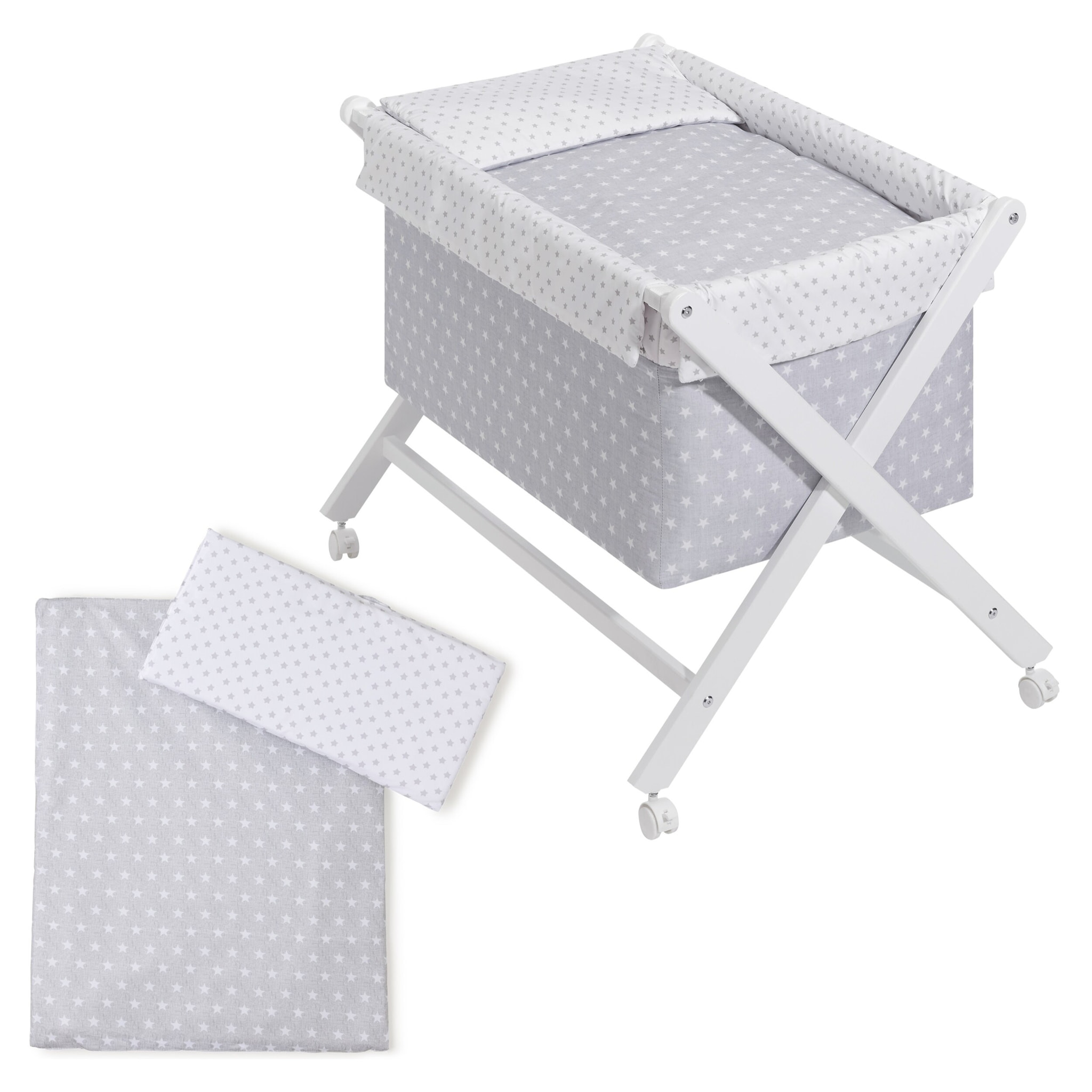 Minicuna con Textil Star Gris