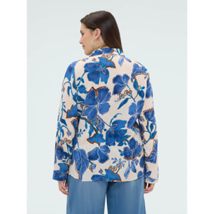 Fiorella Rubino - Camicia con stampa floreale viscosa - Bluette