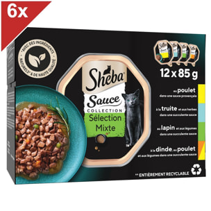 SHEBA 72 Barquettes Sauce Collection Sélection mixte 85g (6x12)