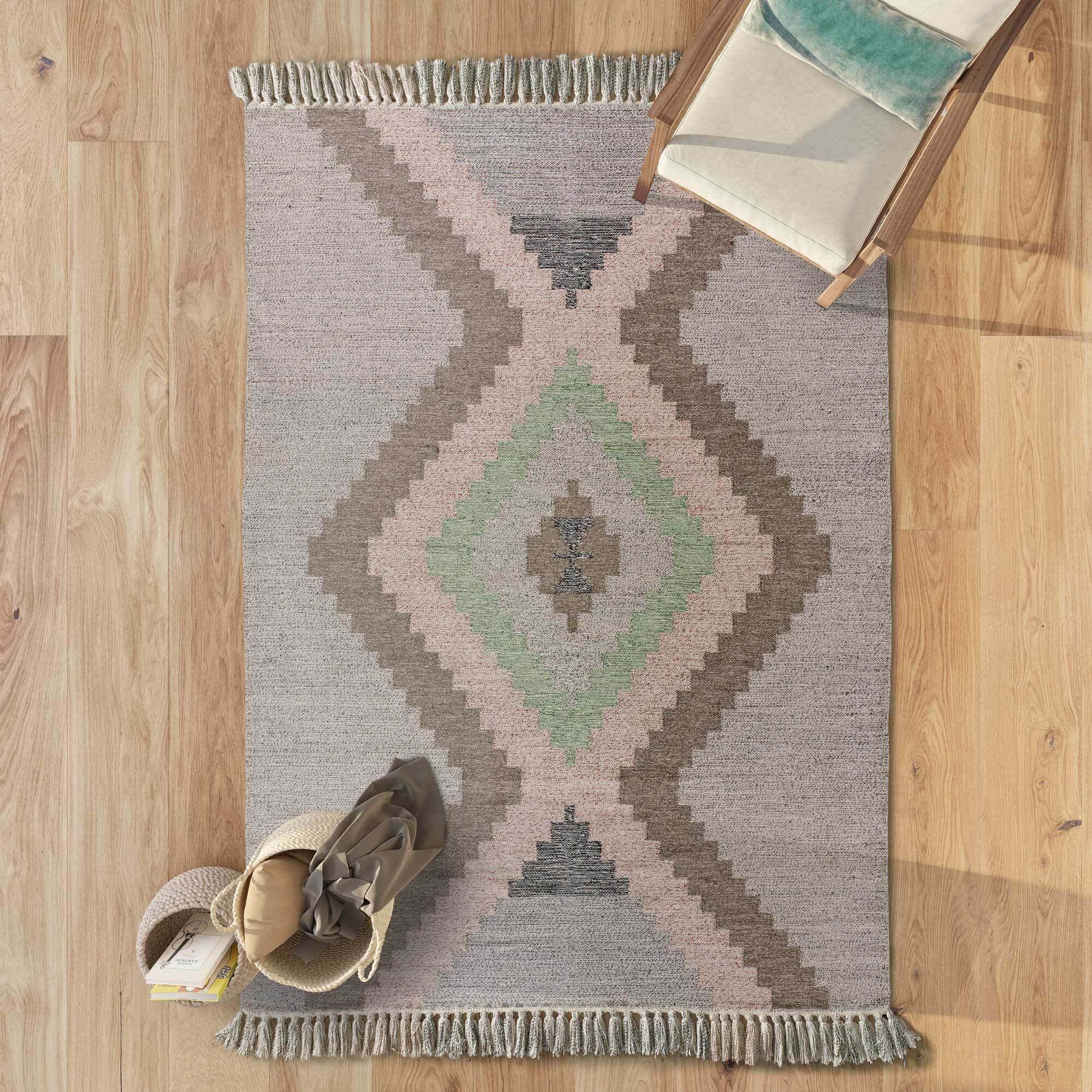 CHANDIA Alfombra kilim algodón reciclado multicolor, varias medidas disponibles