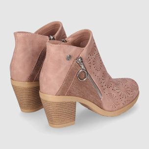 Botines de Piel Sintética - Nude - Tacón: 6 cm