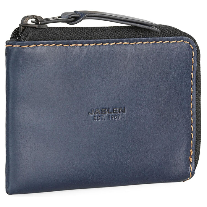 Monedero Piel Hombre Jaslen Lyon Azul Marino-Camel