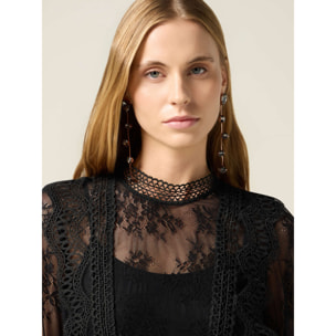 Oltre - Blusa in pizzo - Nero