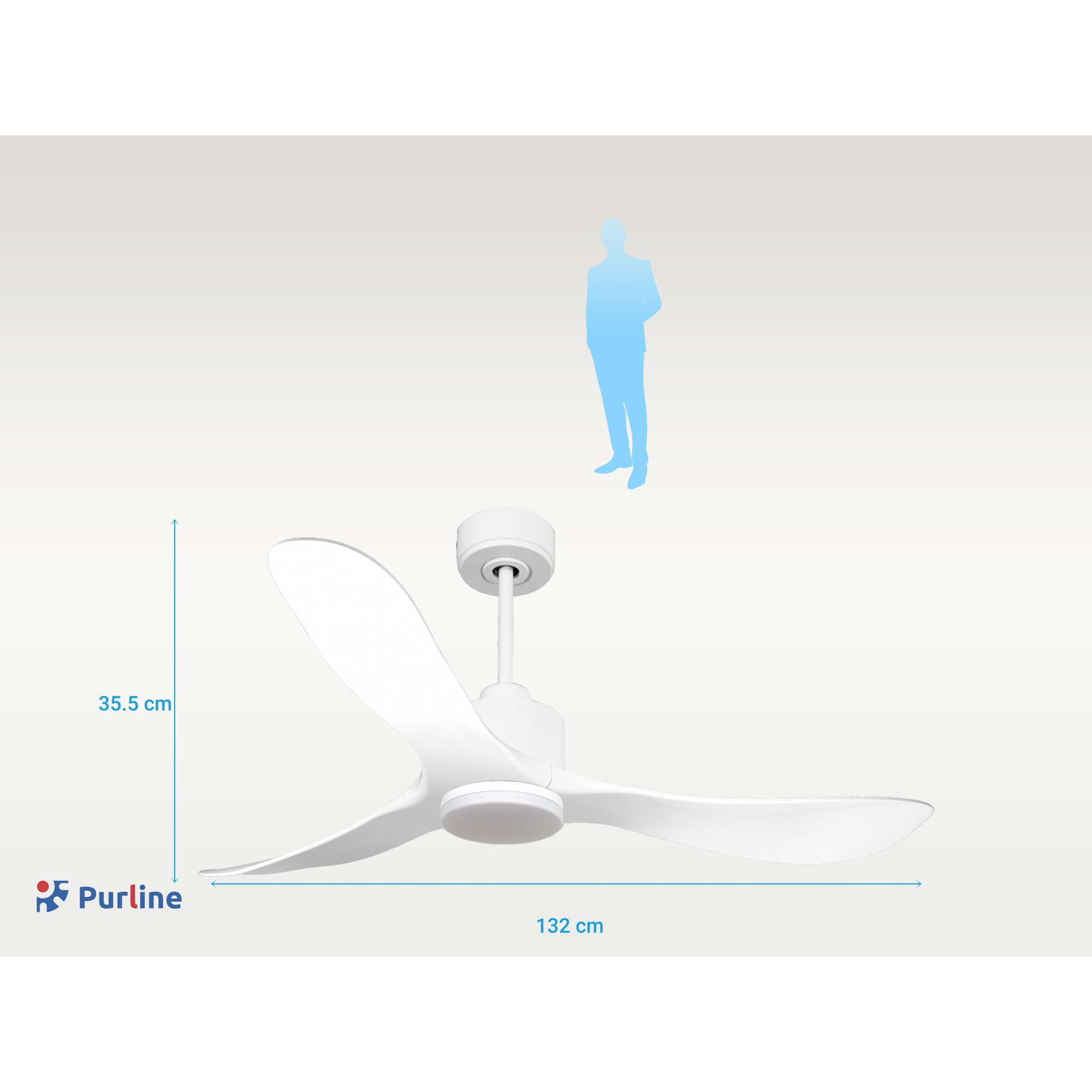 Ventilador de techo Reversible Termostato Dimable Wifi Motor DC Techos Inclinados Mando a Distancia Luz tres tonos Hypersilence Memoria TongaD132C03LED64936 PURLINE