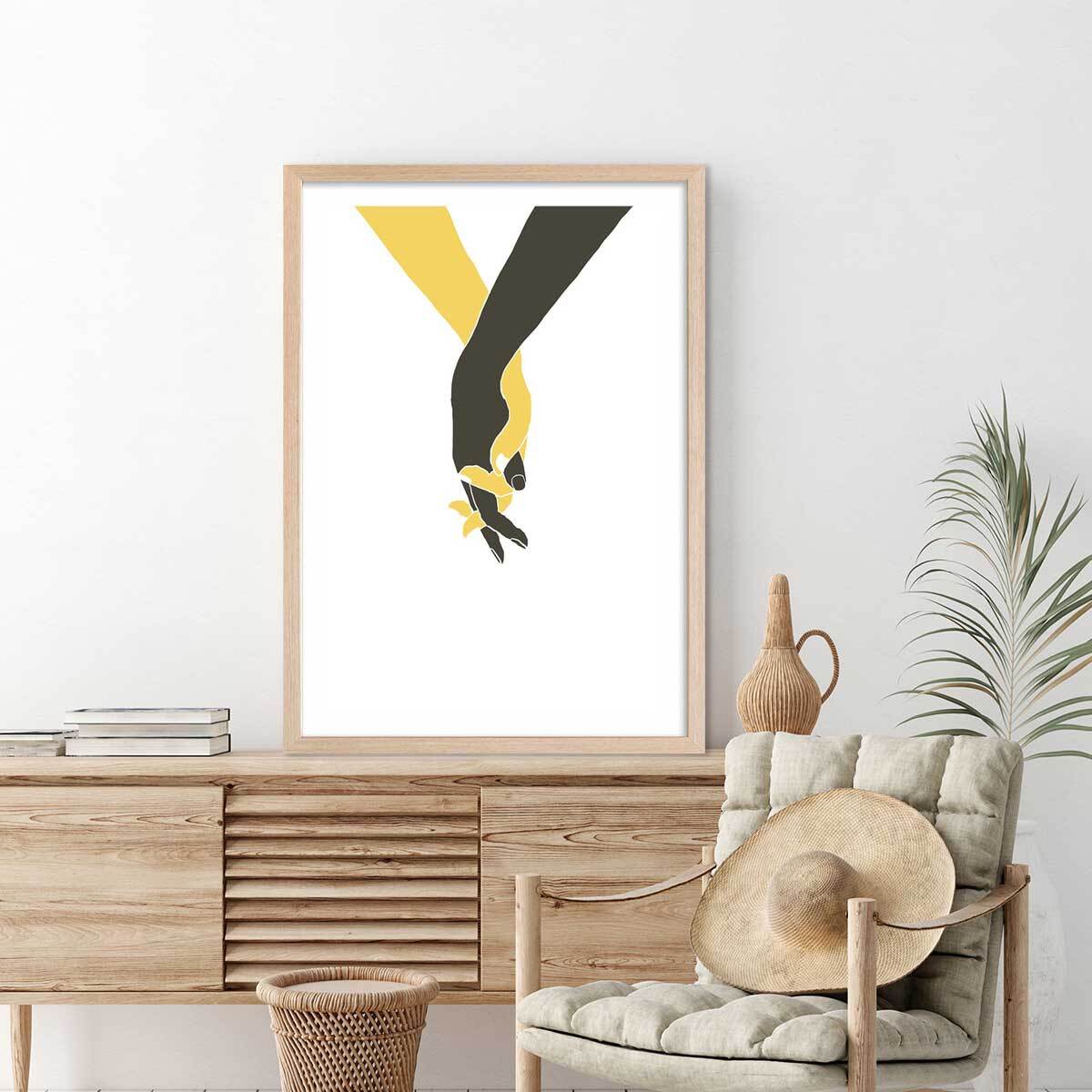 Affiche Tiens moi la main Affiche + cadre en bois - Chêne