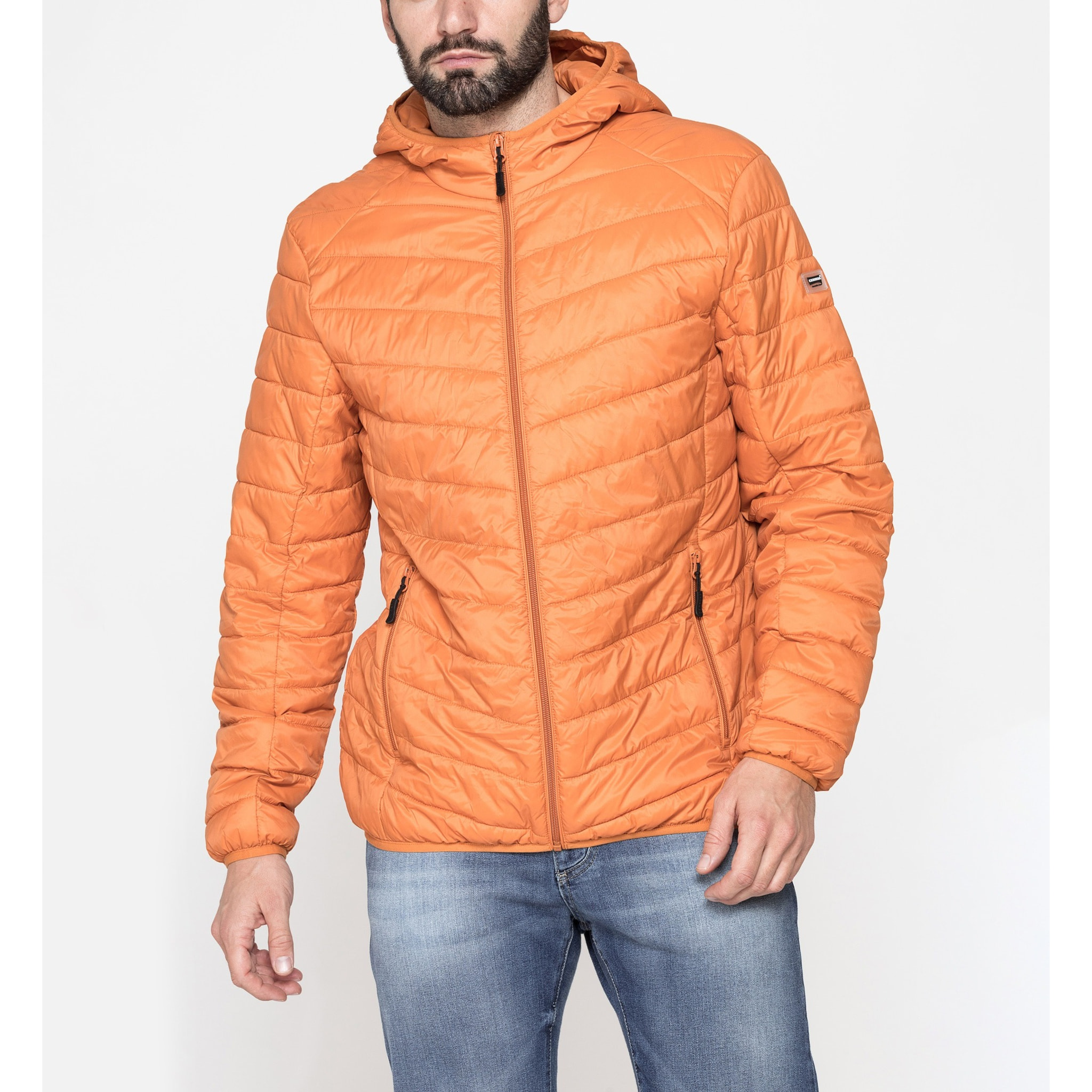 GIUBBINO MANICA LUNGA CON CAPPUCCIO ULTRA LIGHT - TESSUTO ED IMBOTTITURA IN MATERIALE RICICLATO