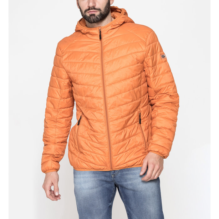 GIUBBINO MANICA LUNGA CON CAPPUCCIO ULTRA LIGHT - TESSUTO ED IMBOTTITURA IN MATERIALE RICICLATO