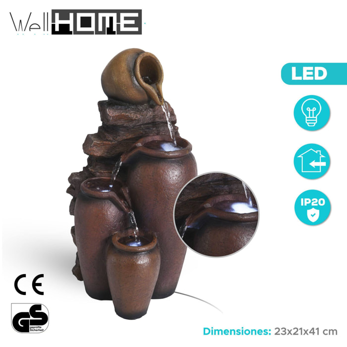 Well home - fuente de diseño anfora con luces led 23x21x41cm