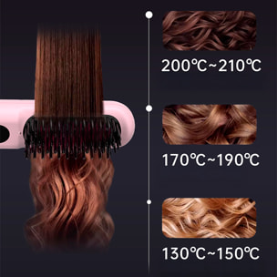 Spazzola elettrica lisciatrice a ioni negativi con 5 impostazioni di temperatura da 130 °C a 210 °C.