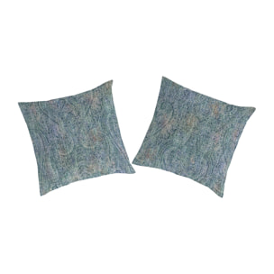 2 Fundas de almohada   YANDEL azul/verde 65x65 cm - 100% algodón -