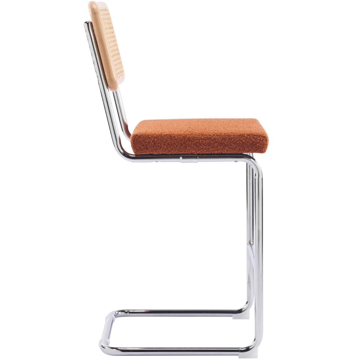 Lot de 2 tabourets de bar en cannage et tissu bouclé - MUSE
