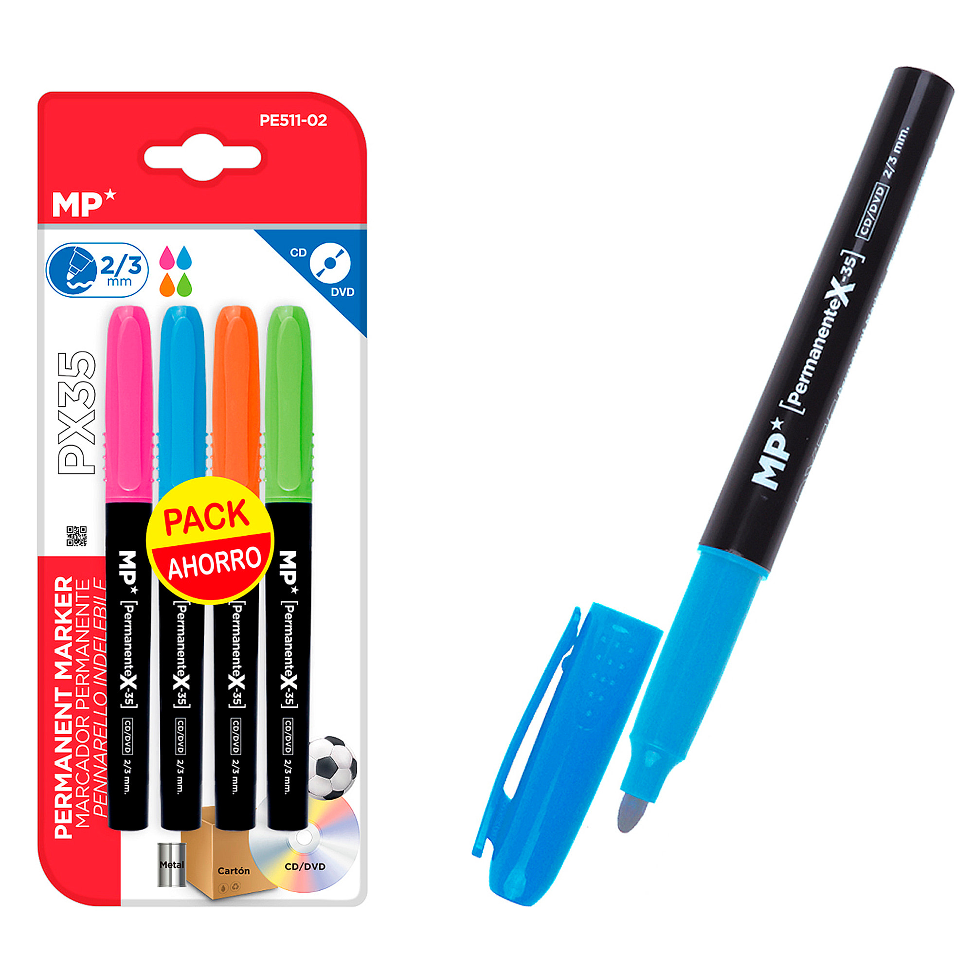 MARCADOR PERMANENTE 4 Uds. PACK AHORRO