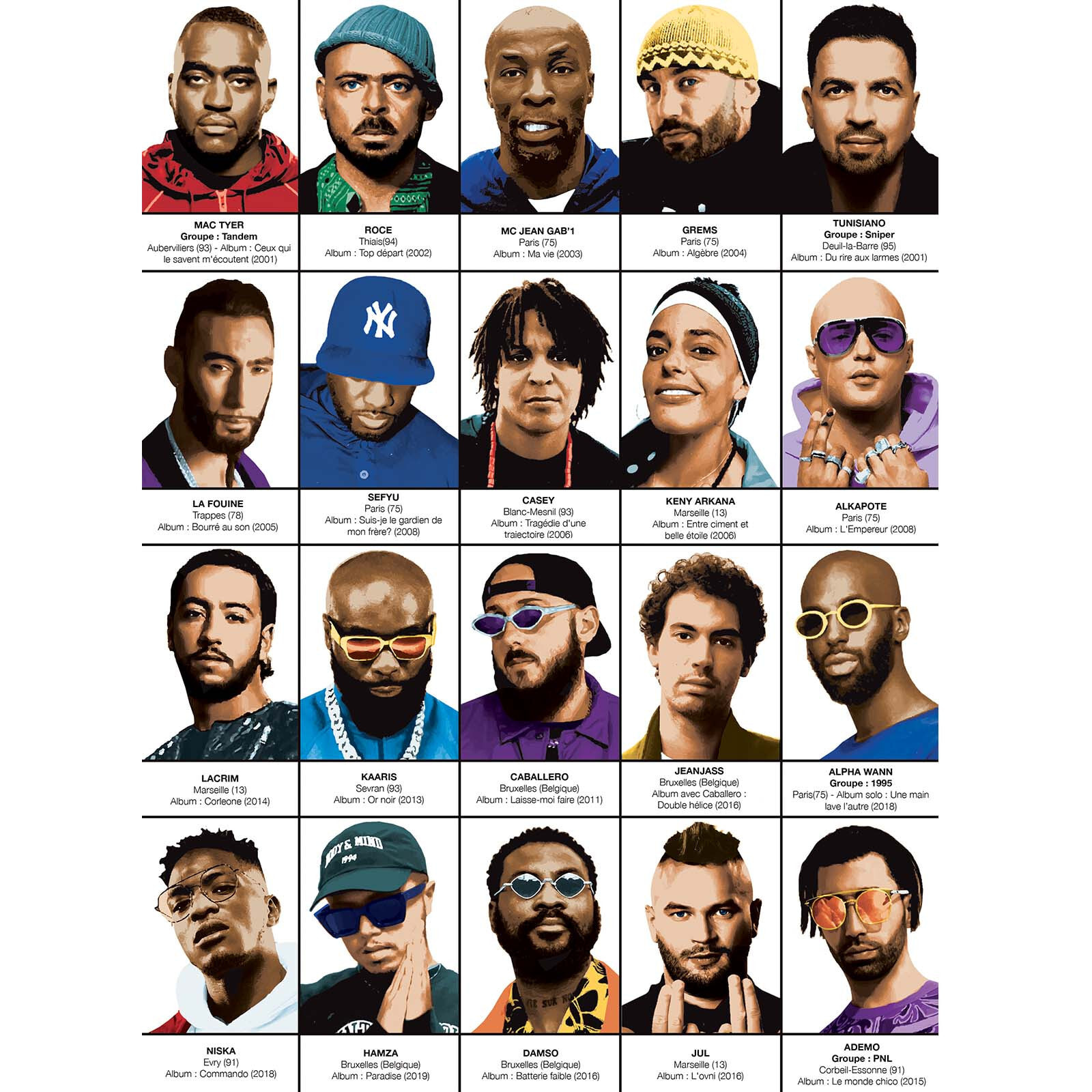 Affiche - Les légendes du rap français - Olivier Bourdereau
