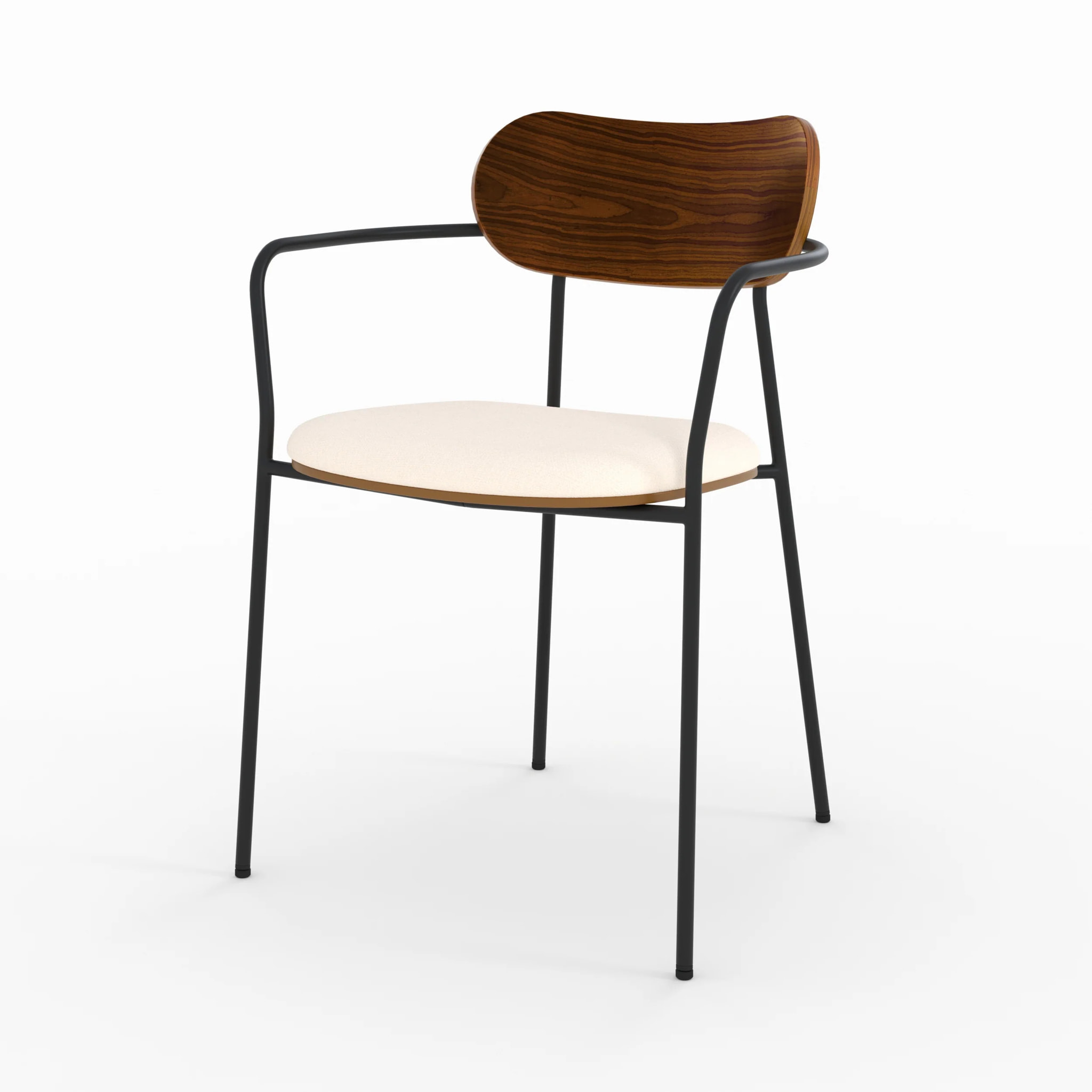 Lot de 2 chaises en tissu beige et placage en bois foncé - Marine