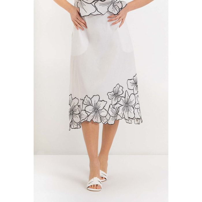 Kocca - Gonna in cotone con motivo floreale e vita elasticizzata Donna