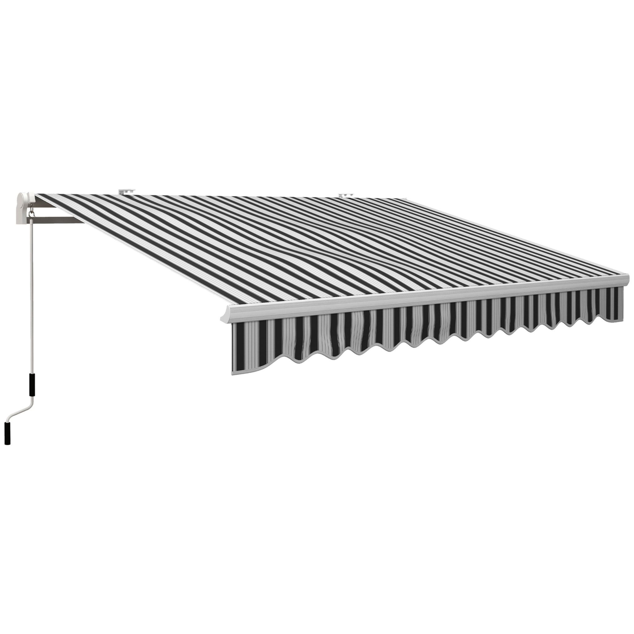 Toldo Manual Retráctil 395x245 cm, Toldo Exterior Terraza con Ángulo Ajustable, Brazo Articulado, Montaje a Pared, Estructura de Aluminio, Anti-UV e Impermeable, para Jardín, Azul y Blanco