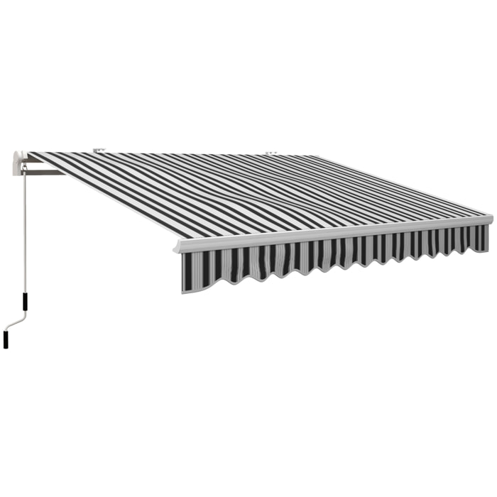 Toldo Manual Retráctil 395x245 cm, Toldo Exterior Terraza con Ángulo Ajustable, Brazo Articulado, Montaje a Pared, Estructura de Aluminio, Anti-UV e Impermeable, para Jardín, Azul y Blanco