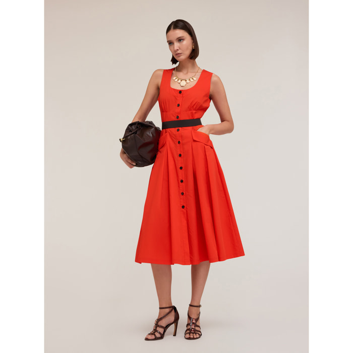 Motivi - Vestido camisero con bolsillos - Rojo