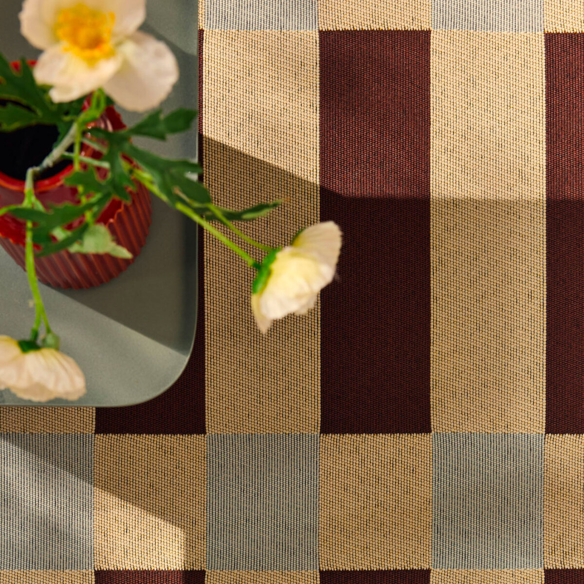 RIVIERA - Tapis intérieur/extérieur à motif carreaux bleu