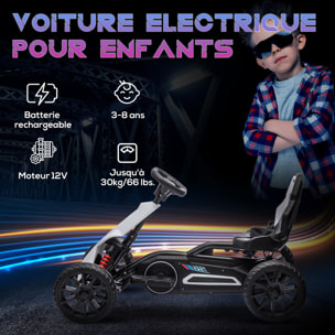 Kart électrique pour enfant 3+ Go kart 12V - 2 vitesses max. 5 Km/h - autonomie max. 50 min. - ceinture - blanc