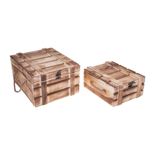 Set Di 2 Baule In Legno. Larghezza 32 Cm - Pezzi 1 - 32X16X25cm - Colore: Marrone - Bianchi Dino - Decori Casa E Complementi