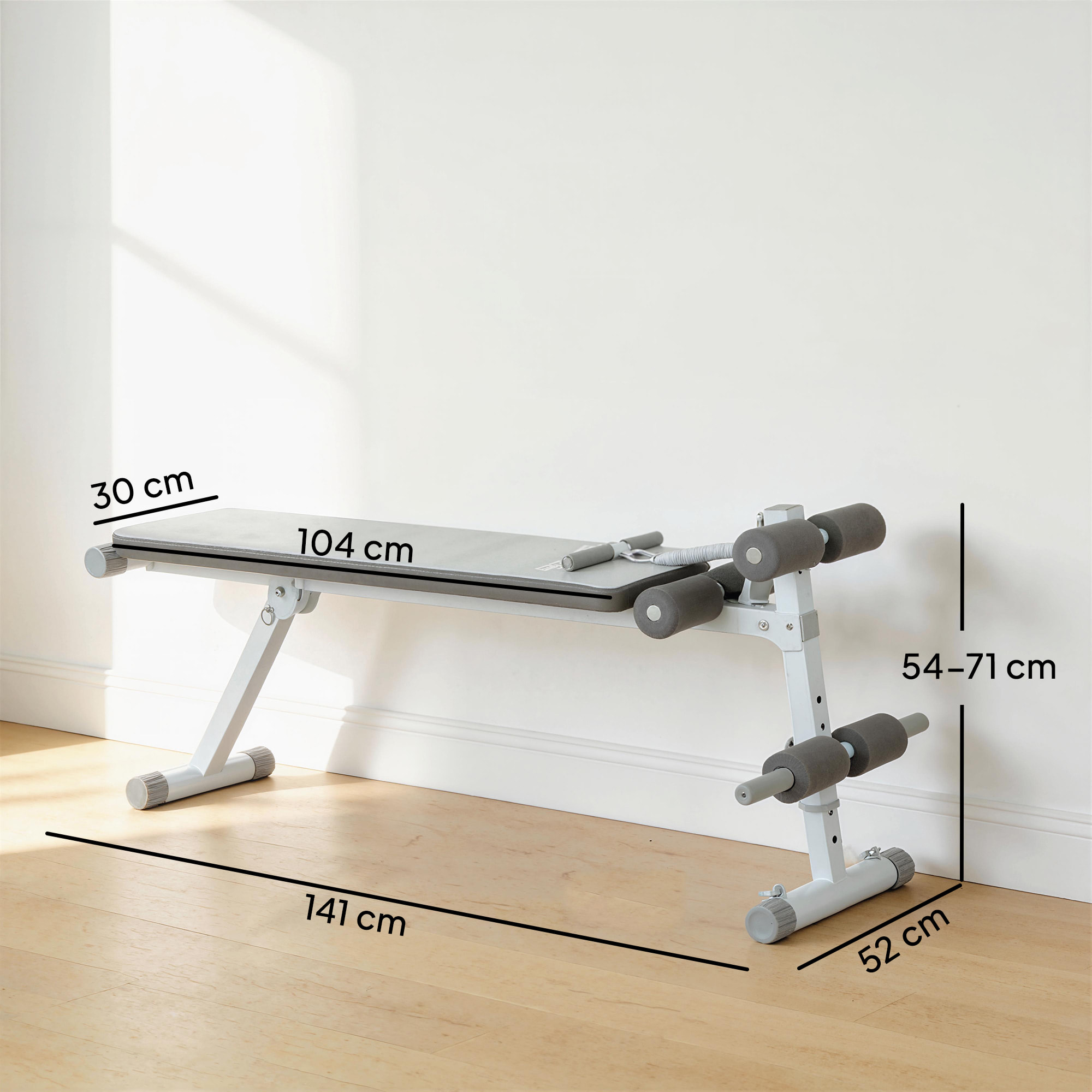 Banc de Musculation Réglable avec Siège à 3 Niveaux Acier blanc gris