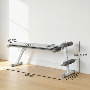 Banc de Musculation Réglable avec Siège à 3 Niveaux Acier blanc gris