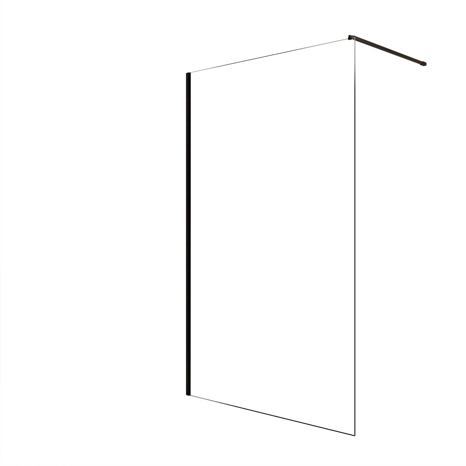 Paroi de Douche 120x200cm - Verre Trempé Transparent 8mm - Profilé Noir