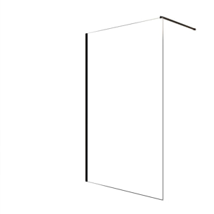 Paroi de Douche 120x200cm - Verre Trempé Transparent 8mm - Profilé Noir