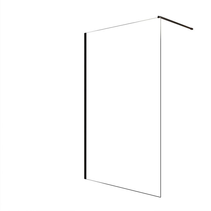 Paroi de Douche 120x200cm - Verre Trempé Transparent 8mm - Profilé Noir