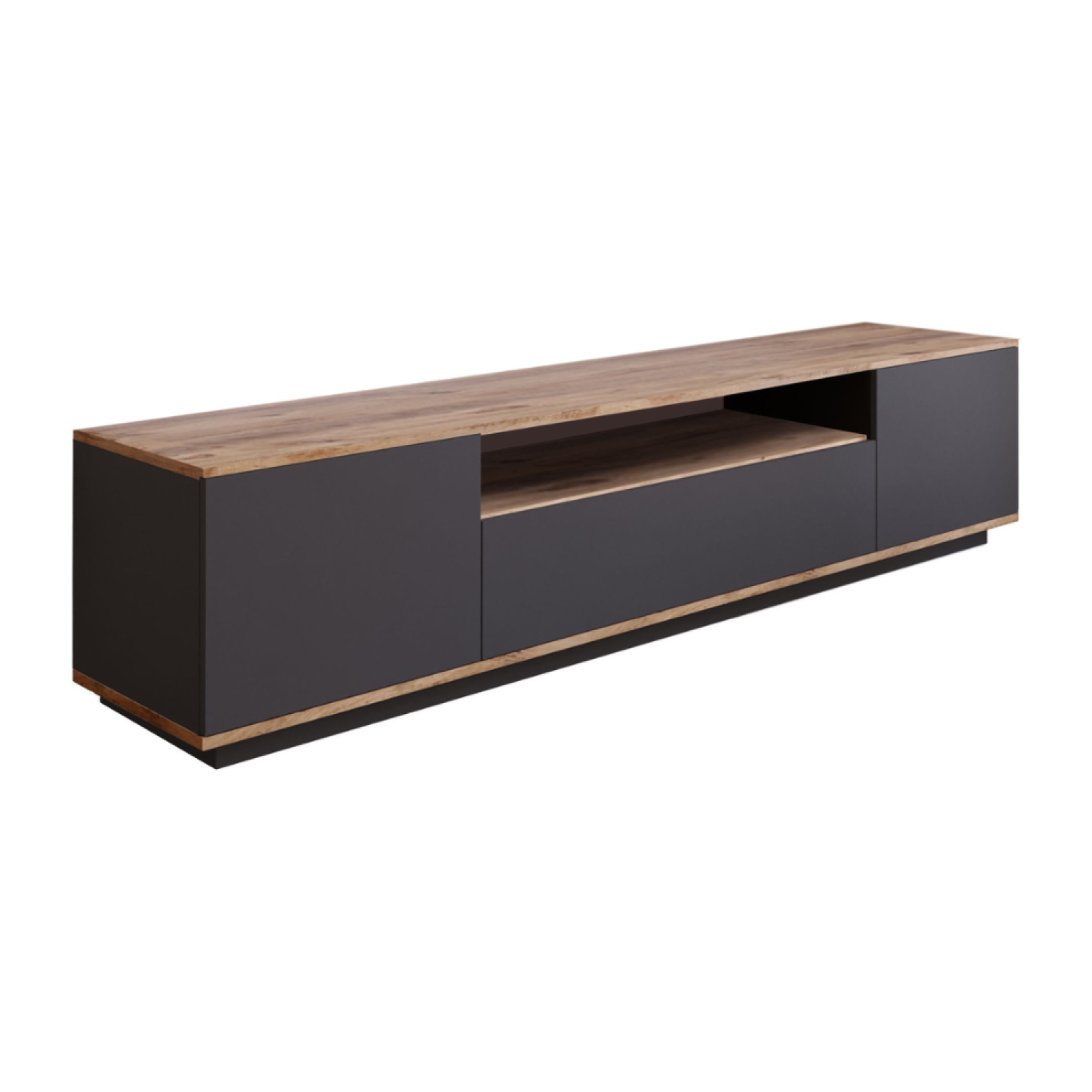 Meuble TV gris et bois 180 cm ROAT