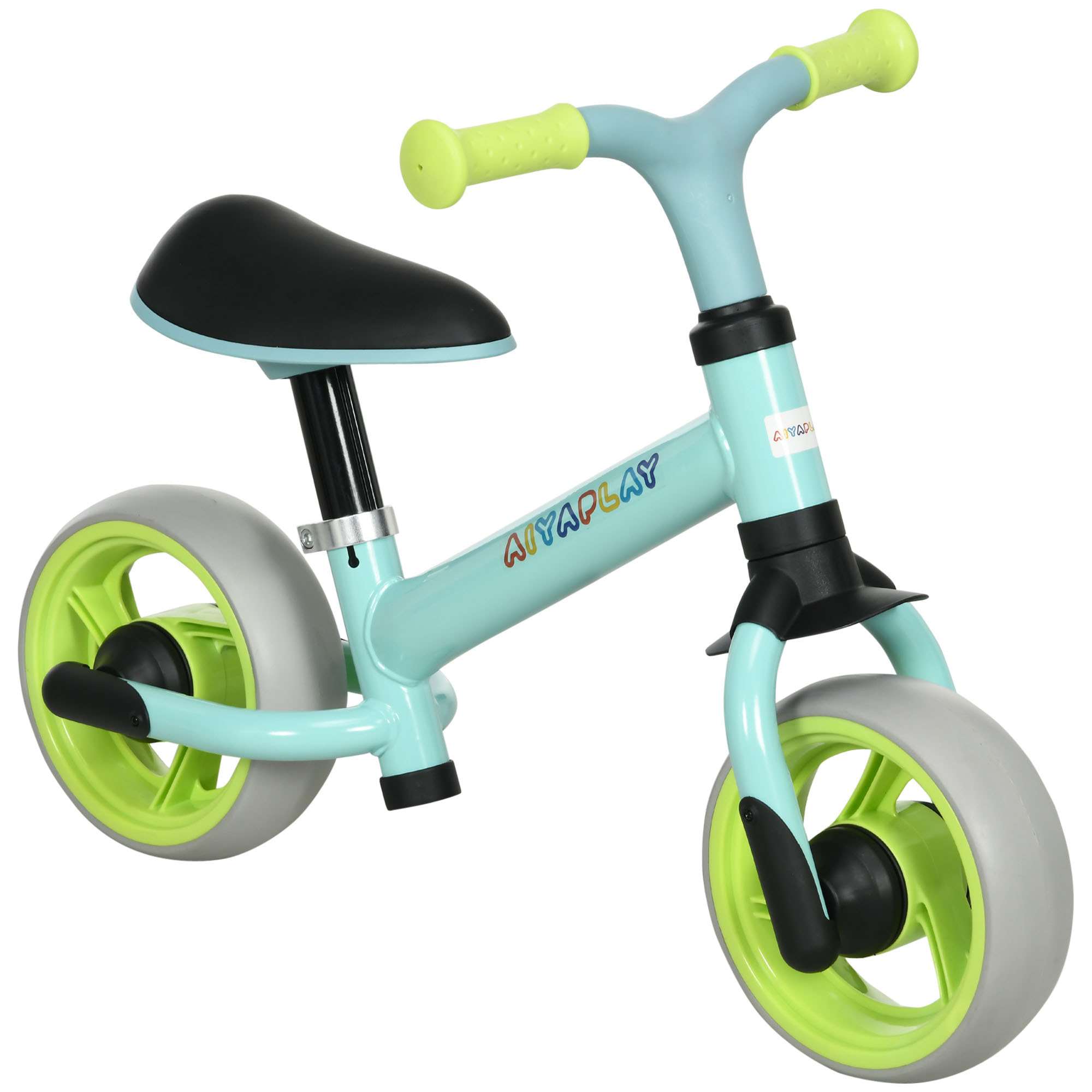 Bicicleta sin Pedales para Niños de 18-48 Meses Bicicleta de Equilibrio con Asiento Ajustable en Altura Carga 25 kg 66,5x34x47 cm Verde y Turquesa