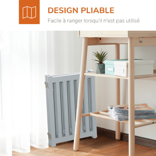 Barrière de sécurité chien pliable modulable autoportante avec porte max. 205 x 60 cm MDF gris