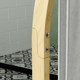 Toallero de Pie de Bambú, Soporte de Toallas de Baño con 3 Barras y Estante de Almacenamiento, para Baño y Lavandería, 50x29x84 cm, Natural