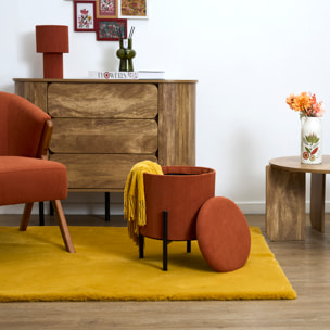 Lot de 4 Poufs - HOME DECO FACTORY - Jules - Rangement - Côtelé - Terracotta