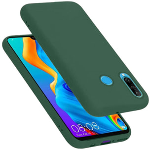 Coque Huawei P30 Lite/ P30 Lite XL Silicone Liquide Vert + 2 Vitres en Verre Trempé Protection écran