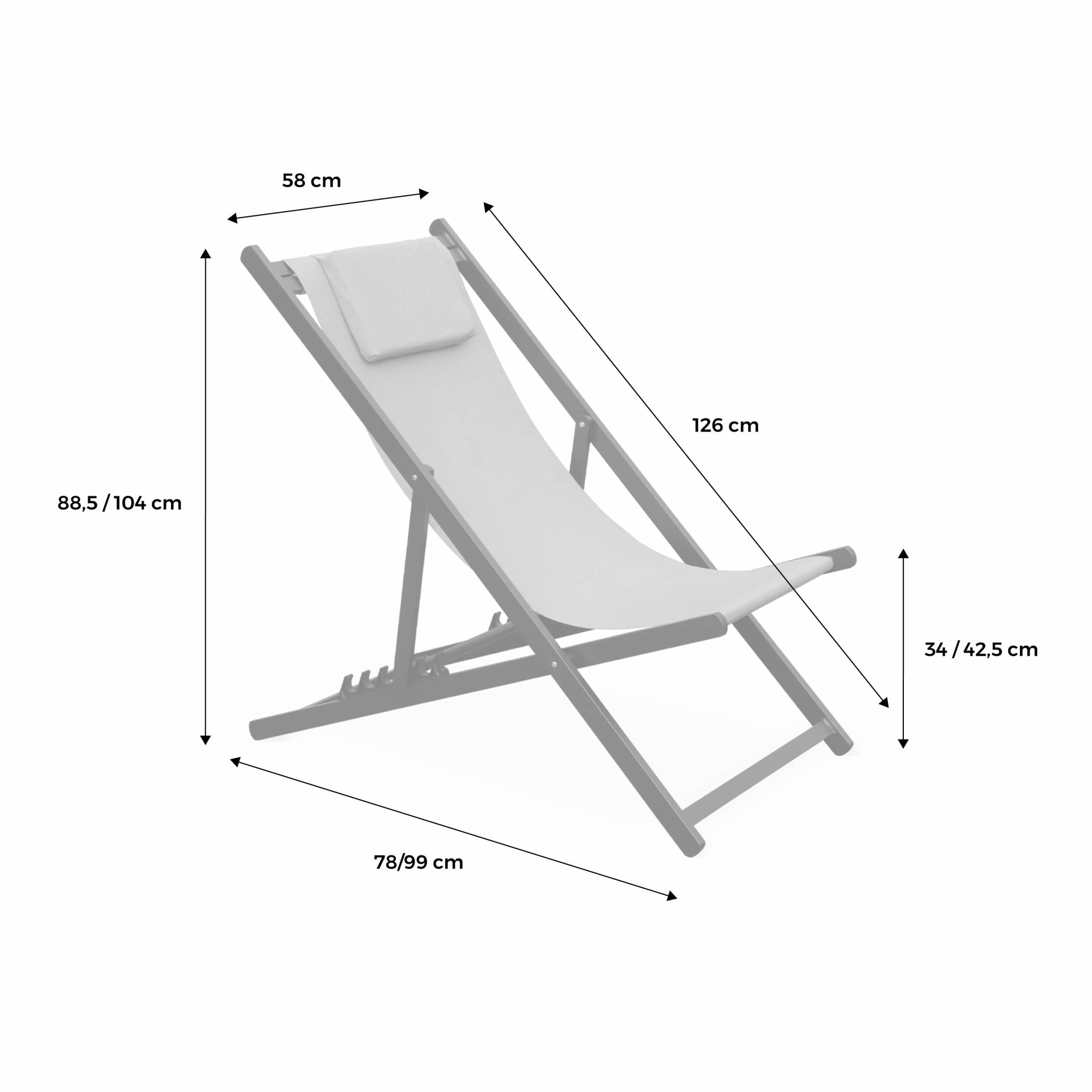 Lot de 2 bains de soleil - Gaia taupe - en aluminium blanc et textilene taupe avec coussin repose tête. chilienne