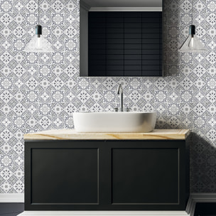 Stickers muraux - Sticker Mural Carrelage adhésif Cuisine Salle de Bain - 60 STICKERS CARREAUX DE CIMENT AUTHENTIQUES LARENCIA