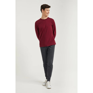 Maglietta basic granata a maniche lunghe con logo Rigby Go