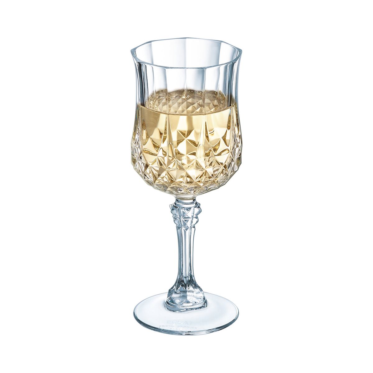 6 verres à pied 25cl Longchamp - Cristal d'Arques - Verre ultra transparent au design vintage