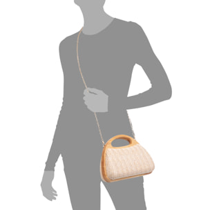 Bella Bolso bandolera Mujer. Fabricado en madera natural y paja trenzada.