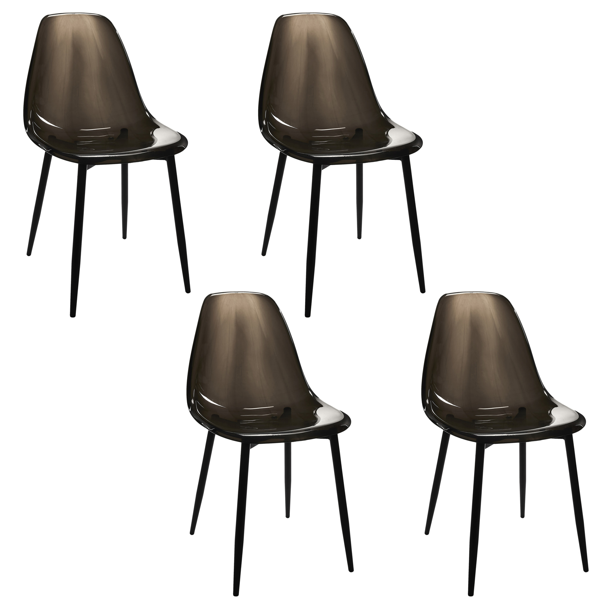 Chaise Transparente Pieds Metal Noir - Lot De 4