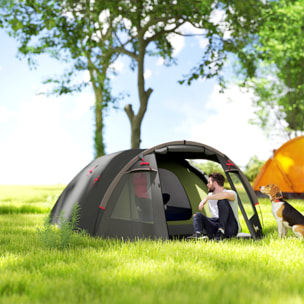 Tente camping 2-4 places - tente tunnel familiale - imperméabilité 3000mm - dim. 3,6 x 2,5 x 1,3 m - sac inclus - noir
