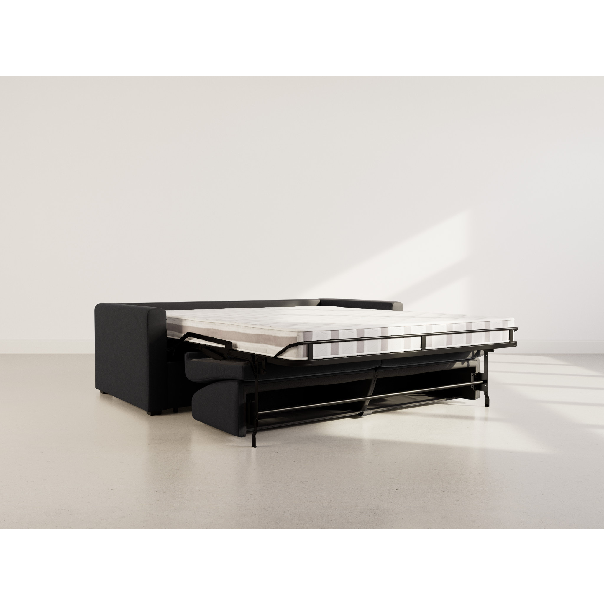 Julia - canapé lit 3 places convertible express couchage quotidien 140 cm matelas 14 cm en tissu - Noir