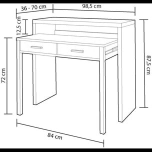 Scrivania Allungabile Con 2 Cassetti Tavolo Consolle Estensibile Studio Salvaspazio Con Ripiano Disegno Soggiorno Camera 99x88x36 Cm Bianco E Rovere