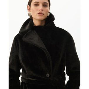 Cappotto lungo in piume nero