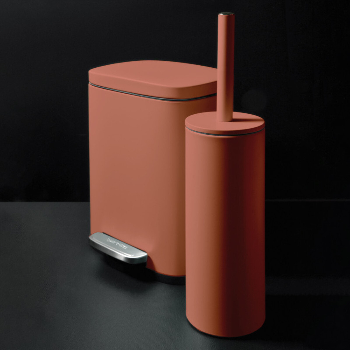 Set Poubelle à  pédale 5L & Brosse Wc AKIRA Terracotta mat Spirella