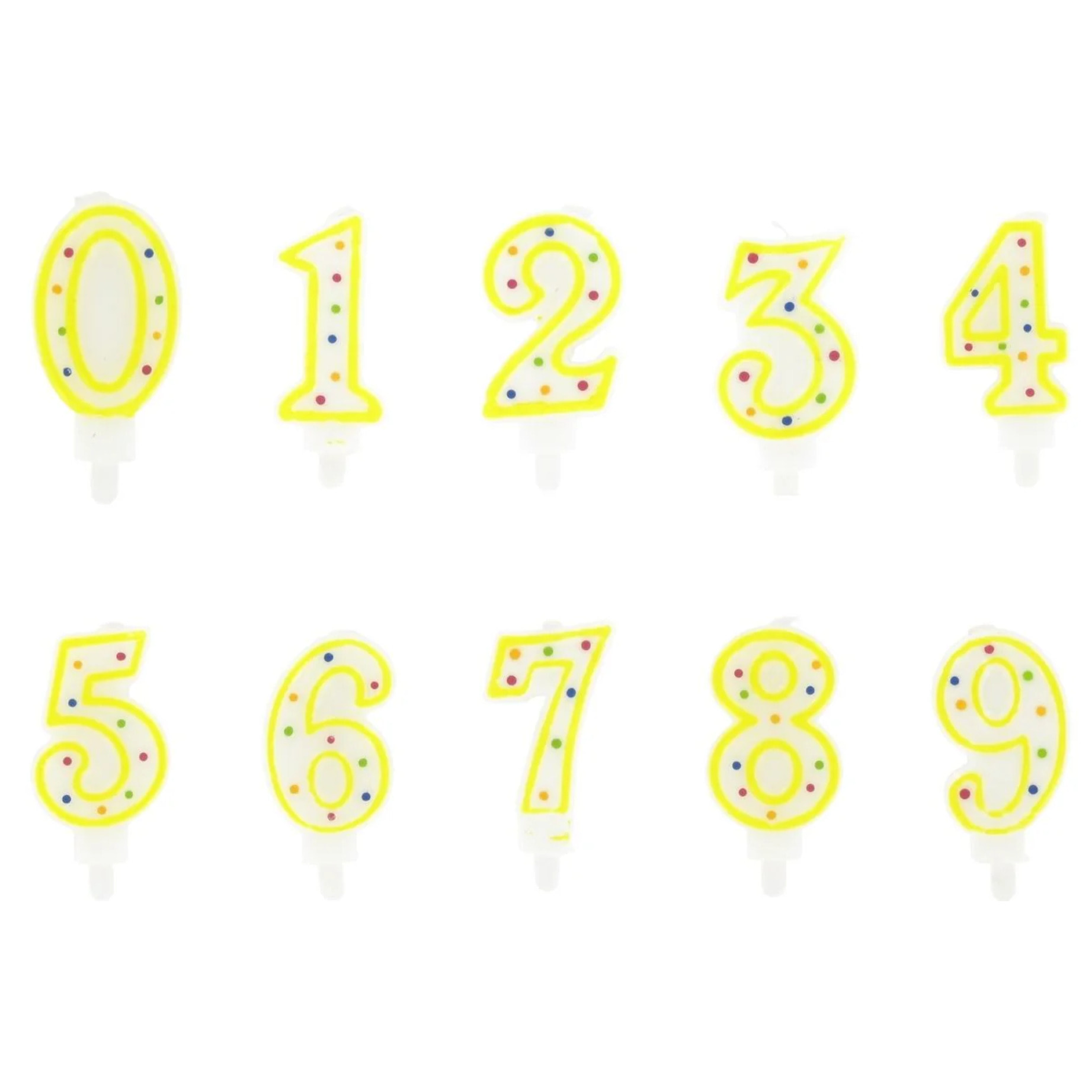 Ensemble de 10 bougies anniversaire du 0 au 9 Fackelmann Rio Party